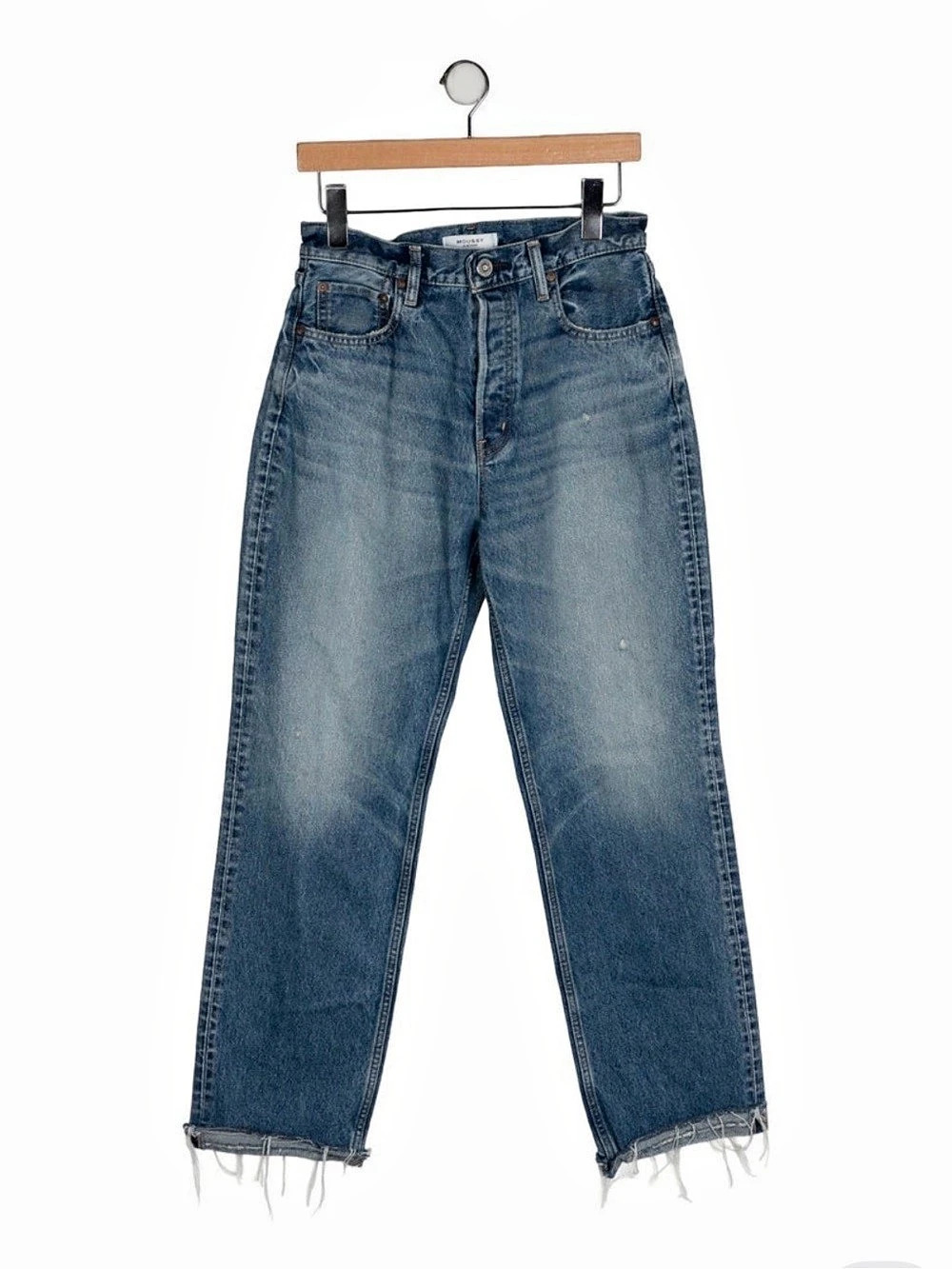 Moussy Vintage High-Rise Straight Leg Jeans Size 26 Raw Hem